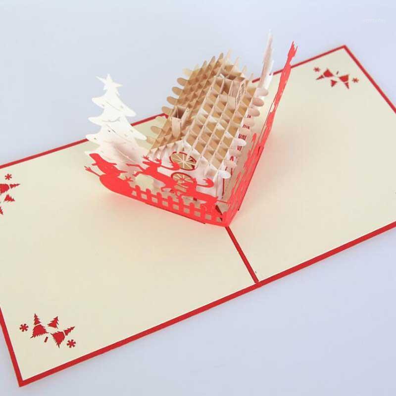 

Paper Sculpture Christmas Decoration Supplies 3D Greeting Cards Decorative Crafts New Year Invitation Card1