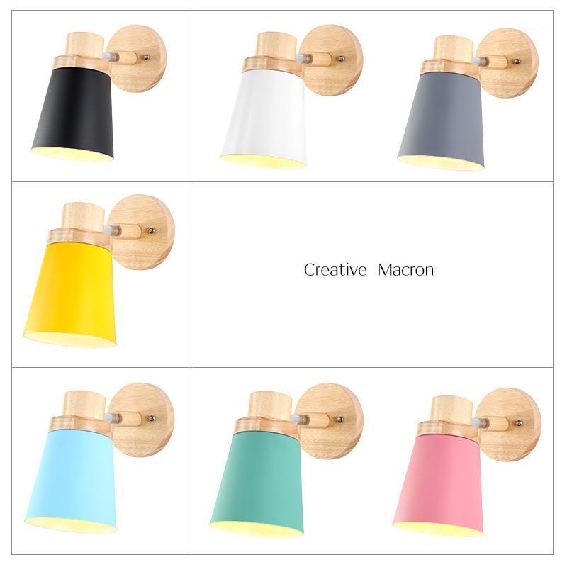 

Nordic Bedroom modern simple living room hallway background wall creative wall lamp macaron lamp with bedside1