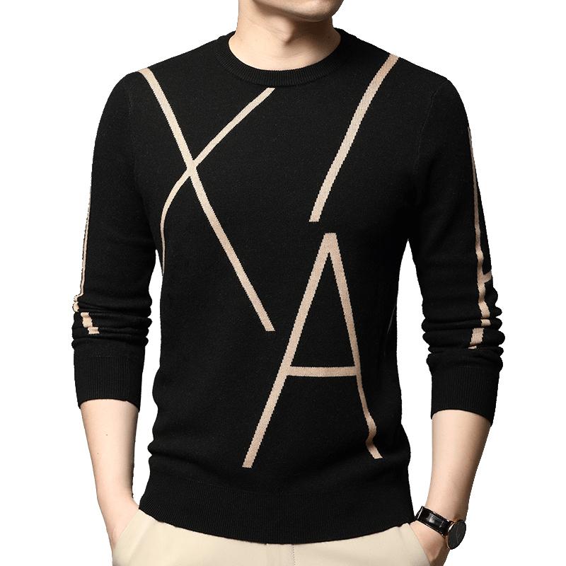 

Mens Sweaters High-end Winter Fleece Pullover Men Fashion Black Autumn Casual Clothing M-3XL