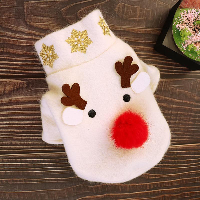 

Christmas Dog Clothes Pet Cat Clothing Pomeranian Teddy White Woolen Autumn And Winter Overcoat Big Nose Elk