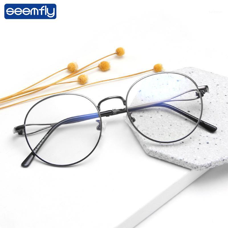 

seemfly Metal Retro Hollow Eyewear Frame Harajuku Round Clean Lens Spectacles For Men Women Optical Myopic Eye Glasses Frame1