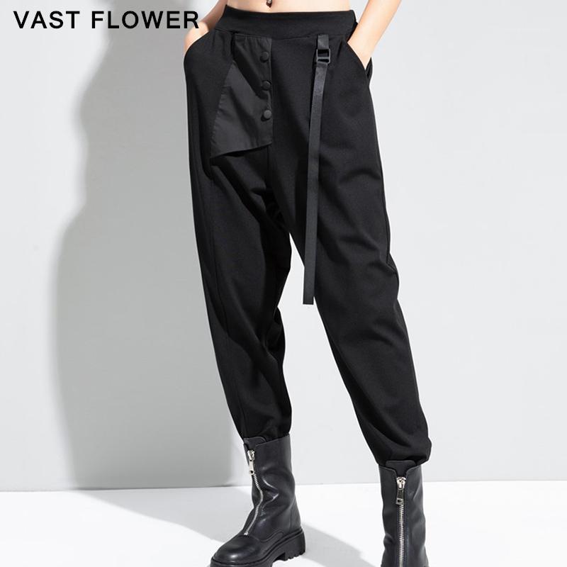 

Black High Waist Harem Pants Women New Ribbon Spliced Vintage Casual Loose Plus Size Ladies Trousers Fashion 2020 Autumn Winter1