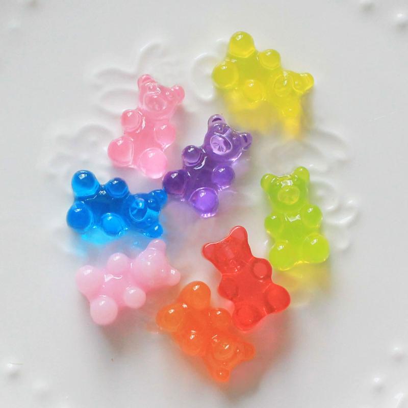 

10/50pcsWholesale Resin Candy Flatback Cabochons Gummy Bear Charms For Necklace Keychain Pendant