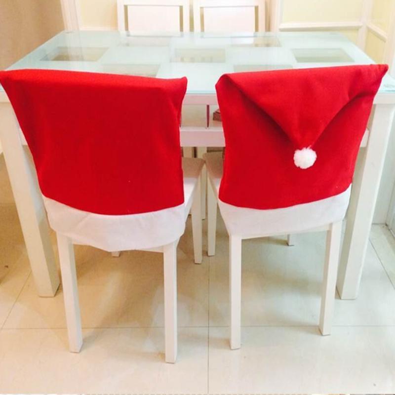 

4/6pcs Santa Claus Cap Chair Cover Christmas Dinner Table Red Hat Chair Back Cover New Year Christmas Decoration For Home1
