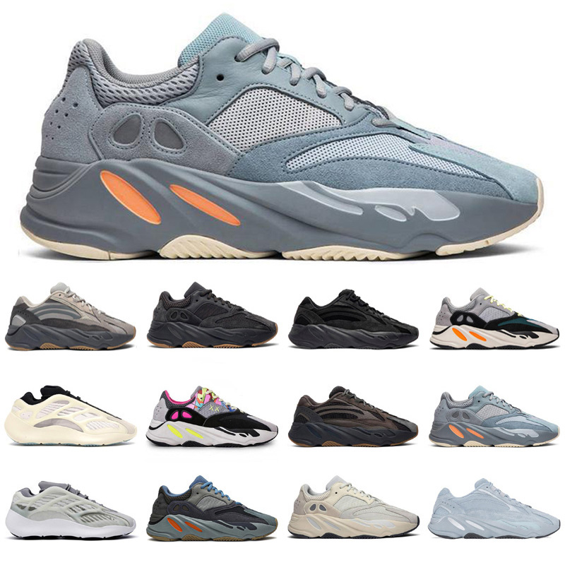 

700 v2 Kanye West 3M Reflective Bone Wave Runner Men Women Running Shoes Sneakers Solid Grey Analog Tael Carbon Blue Shoes, As photo 8