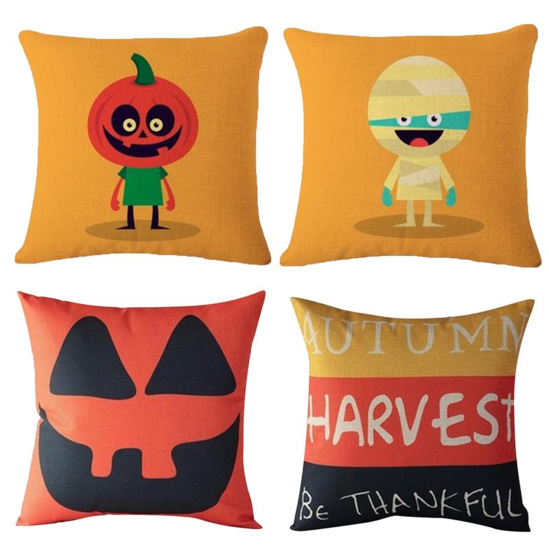

4pcs Halloween Pillows Cover Decor Pillow Case Sofa Waist Throw Cushion Cover Decorative Cushions For Sofa Cojines Decorativos