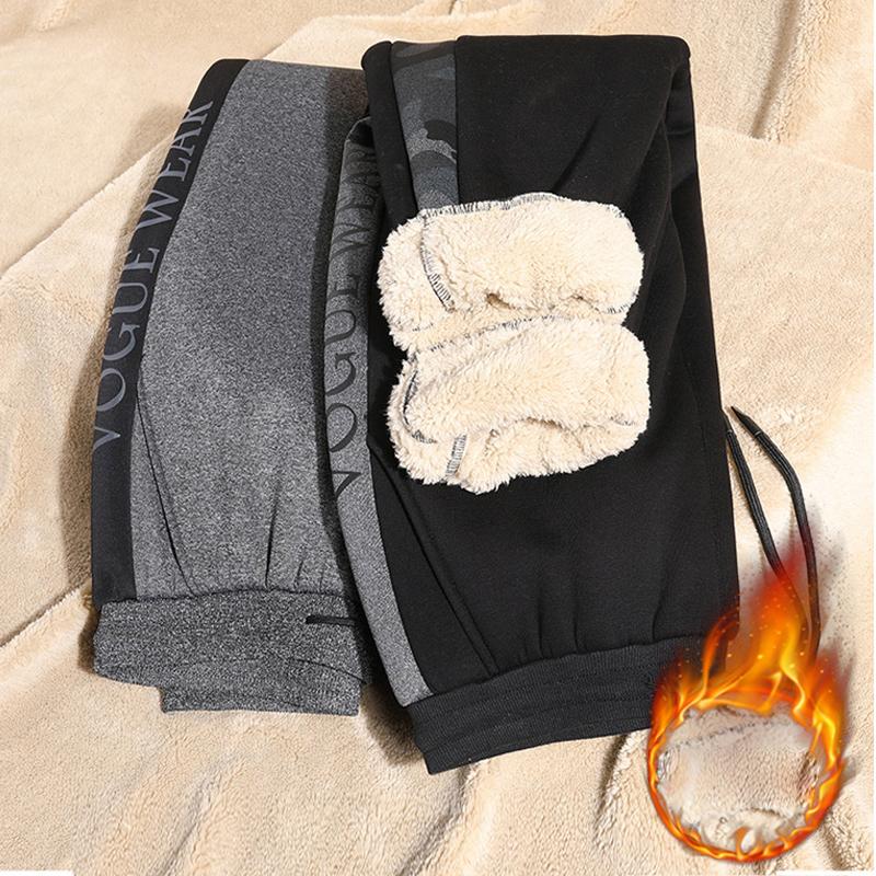 

2020 New Trousers Men Lambswool Warm Pants Winter Velvet Thick Genial Casual Men's Trousers Fashion Casual Sports Men's Clothing, Cs1919black