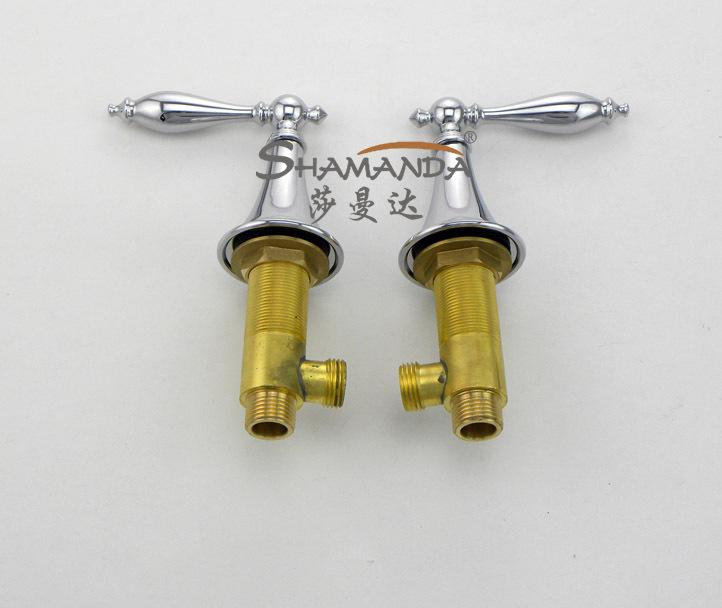 

Free shipping-solid brass chrome finishing hot and cold 3 holes 2 handles round basin faucet mixer taps-wholesale-2415