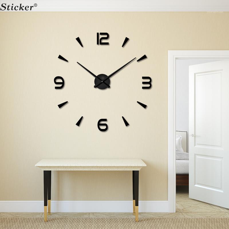 

Wholesale- Home Decor 3D big size wall mirror sticker wall clock DIY acrylic mirror sticker wall clock living room meetting room1