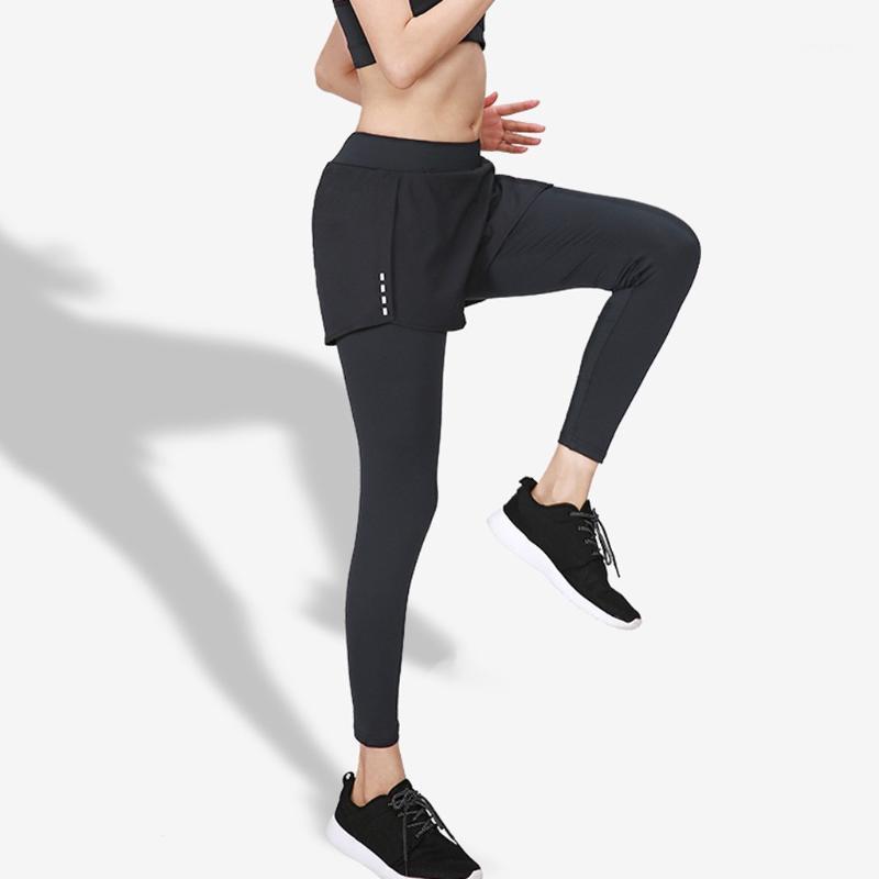 

Yoga Gym Pant Women Running Skirt Quick Dry Pants Latin Dance Pantskirt Fake Two Pieces Clothes Fitness Gym Pants with Skirt1, Black