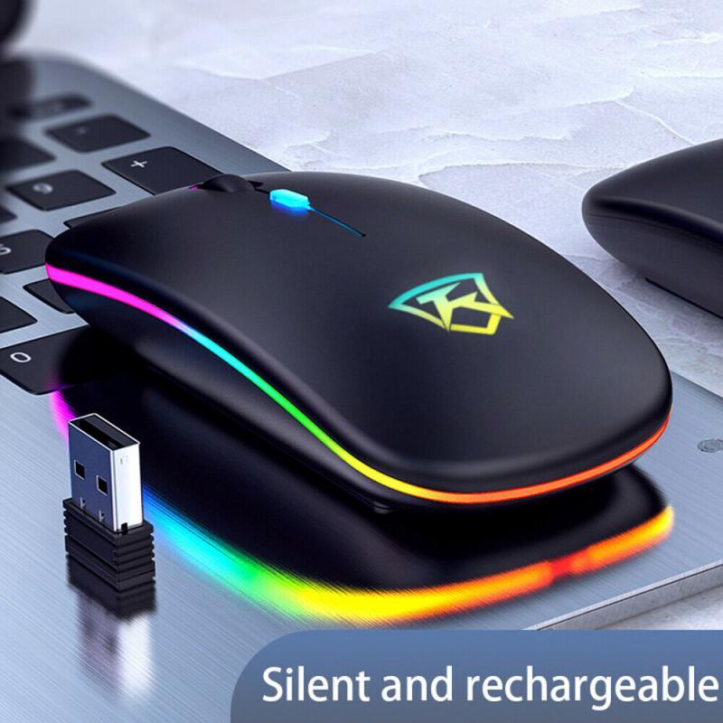 

Wireless Mouse Bluetooth RGB Rechargeable Mouse Wireless Computer Silent Mause LED Backlit Ergonomic Gaming For Laptop PC