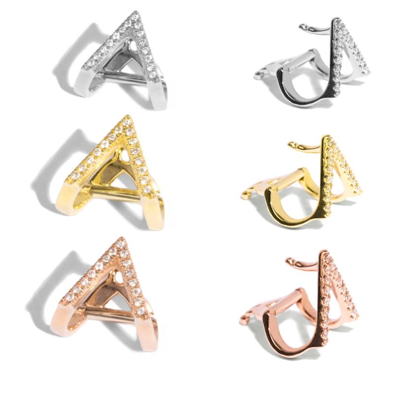 

Hoop & Huggie Slovecabin Real 925 Sterling Single Silver Micro-Pave Zircon Triangle Ear Cuff 2021 Luxury Statement Earring Women Jewelry