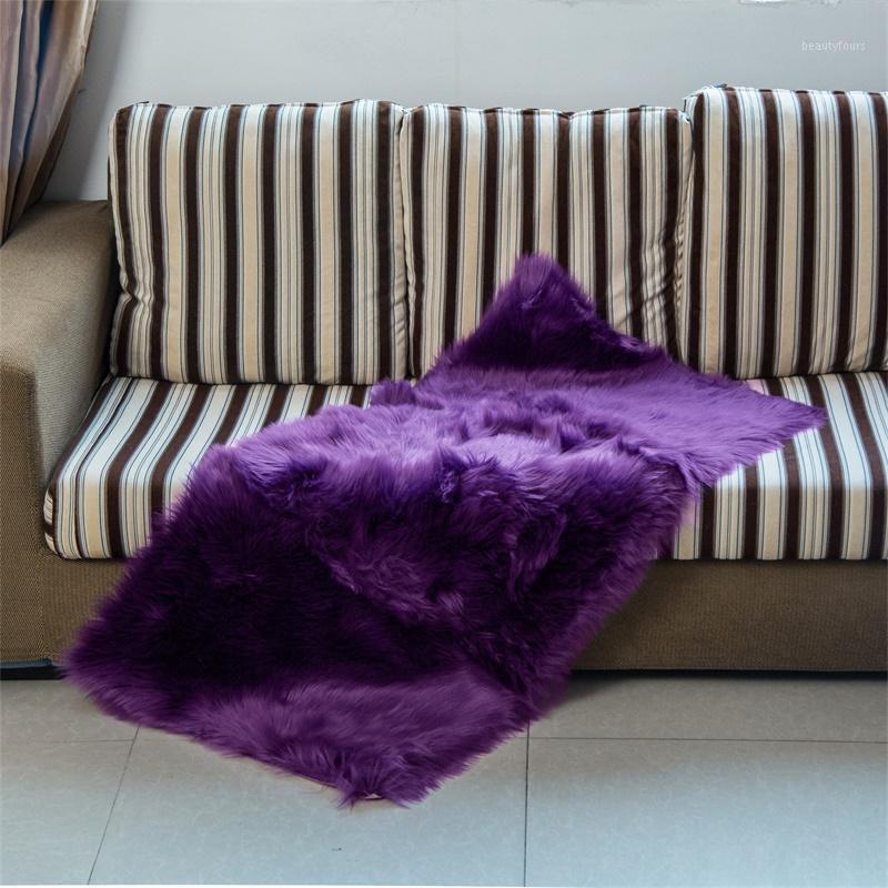 

60*120cm Artificial Wool Rugs Long Skin Sofa Chair Cover Bedroom Floor Mat Doormat Rectangle Shaped Soft Fur Carpet Home Textile1, Purple