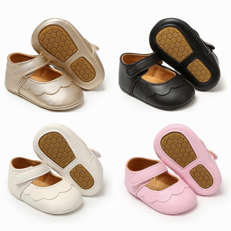 

2021 Baby Shoes Infant Newborn Baby Girl Kids Princess PU Non-Slip Lace Flower Shoes Solid First Walkers1, Black