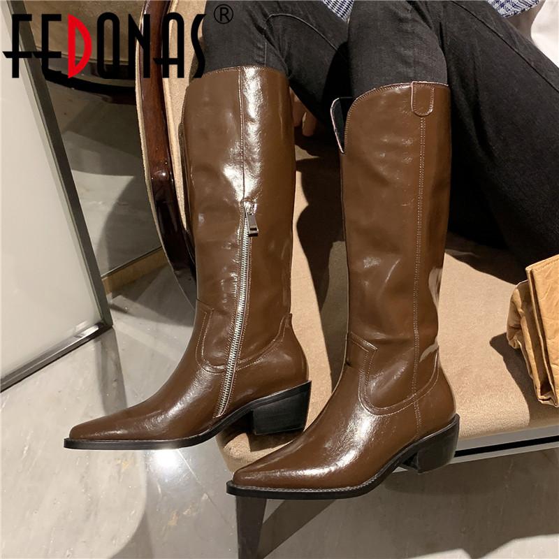 

FEDONAS Women Fashion Winter Shoes Woman 2020 Fall Winter Knee High Boots For Women Side Zipper Party Wedding Slim Long Shoes, Whiter