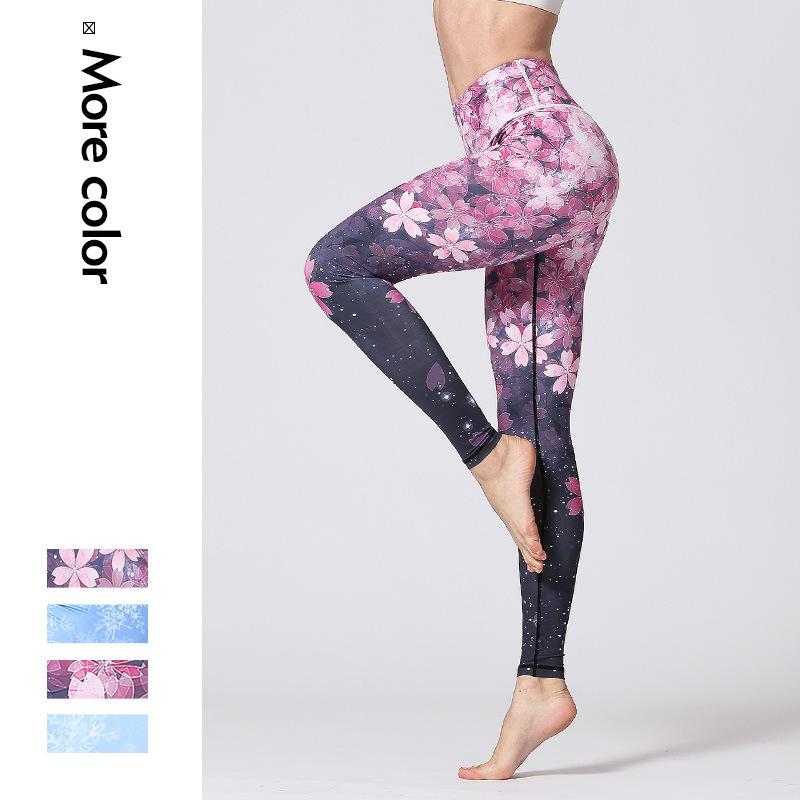 

Quick Dry Fitness Yoga Pants High waist Slim Training Leggings Gym Sports Tights Running Jogging Tummy Control Print Trousers, Hk196