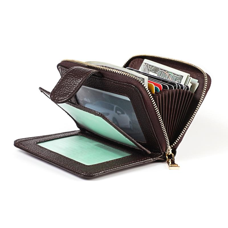 

Male Women Wallet Card Holder Cowskin Genuine Leather Wallet Women New, Kb192 coffee