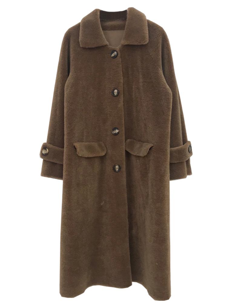 

Cashmere Medium-Length Fur Coat Women's Leather and Fur in One Lalambswool Coat 2020 Winter New Hot, Beige