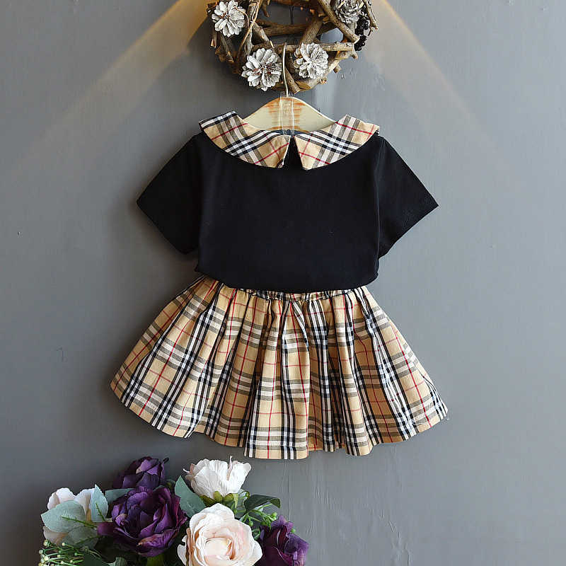 

Plaid Girls Clothing Sets Summer Kids Clothes Sets Tops + Skirt Baby Children Clothing, Red