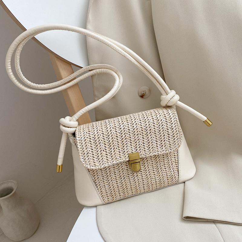 

Small Straw Bag 2021 Popular Underarm Bag Wild Woven Single Shoulder Messenger Purses and Handbags, White