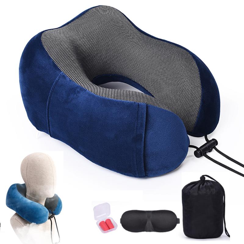 

Travel Pillow New U Shaped Memory Foam Neck Pillows Soft Comfort Slow Rebound Space AirplaneNeck Cervical Healthcare Bedding
