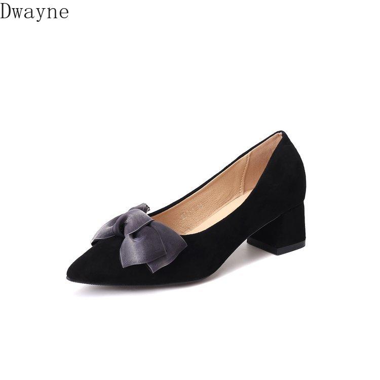 

2021 new Korean fashion wild shallow mouth bow with high heels trend suede comfortable high-heeled shoes, Black