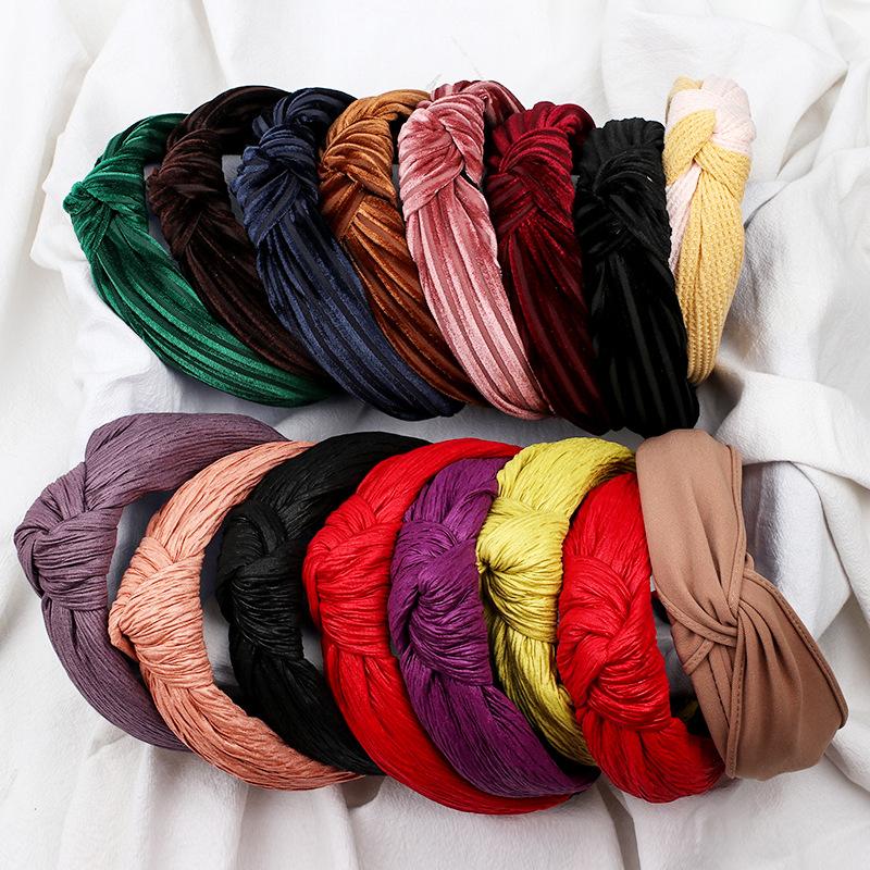 

Hot Selling Cross Hair Bands Knot Headband Versitile Fashion Fabric Large Rims Women's Head Buckle Headband Color Mixture