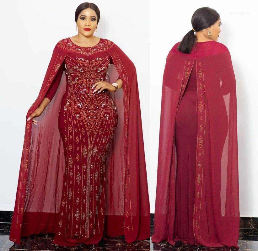 

New Fashion Classic African women clothing Dashiki Hot drilling bubble beads wrapped buttock fishtail stretch long dress1