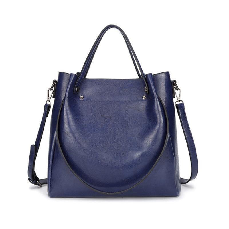 

New Pu oil wax leather handbag fashion Shoulder Bag Messenger Bag, Black