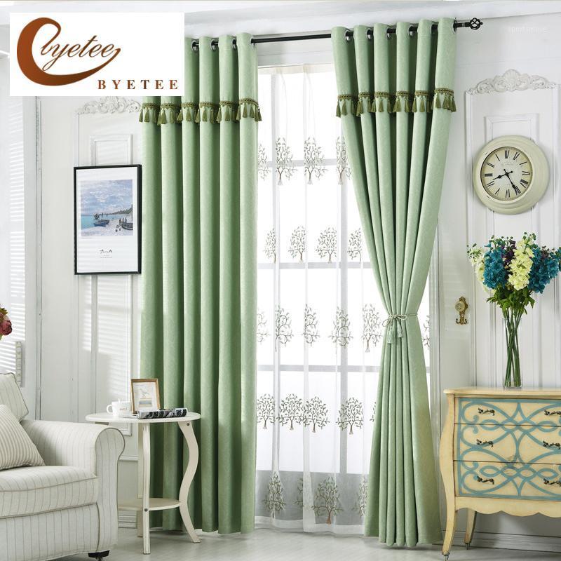 

byetee} Modern Living Room Curtain For the Bedroom Green Blackout Window Curtains Bedroom Cloth Curtain Kitchen Door Drapes1, Tulle curtain