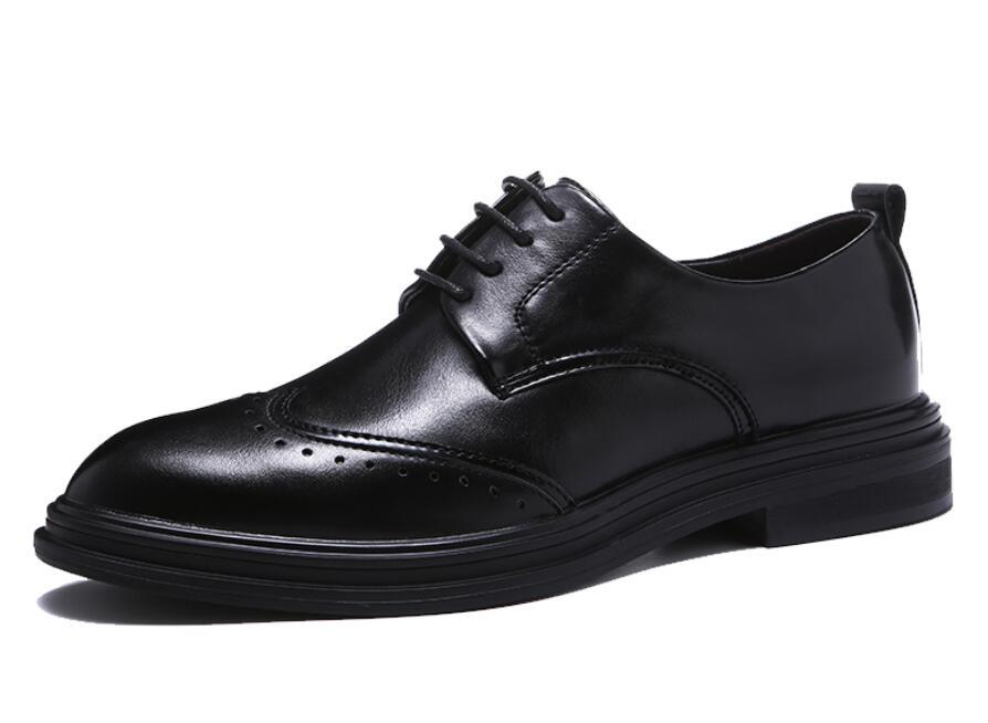 

2021 Men Shoes Leather Men Dress Shoes Luxury Men's Business Casual Classic Gentleman Shoezapatos de caballero, Black