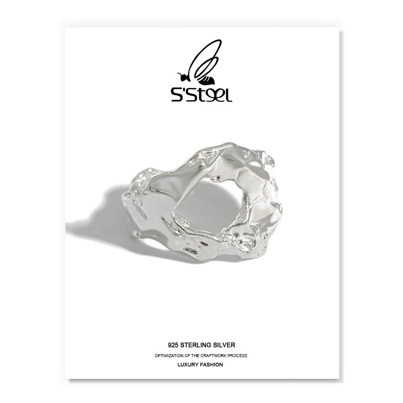

Cluster Rings S'STEEL Irregular For Women 925 Sterling Silver Designer Korean Personalized Opening Ring Bague Argent Fine Jewellery