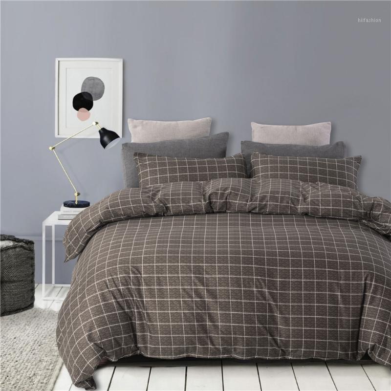 

Black Plaid Simple Pattern Modern Luxury Comforter Bedding Set Fashion King Queen  Size Bed Linen Duvet Cover Sets Gift1