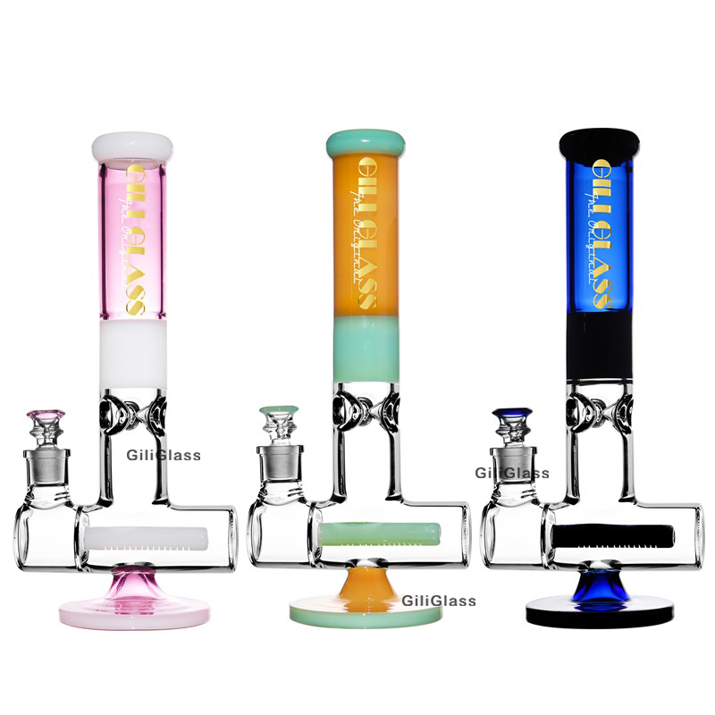 

Colored glass bong 15.5 Inches tall heady glass thick water pipe inline perc dab rig oil rig bongs 1100g heavy big wax pink beaker pipes