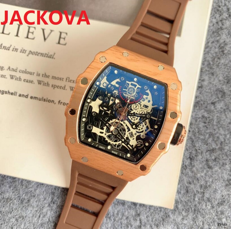 

Top Luxury Watch 43mm Quartz Chronograph Skeleton Designer Wristwatch Iced Out Hip Hop Rubber Sport Men Women High Quality Super Analog Male Clocks Gift Reloj hombre, As pic