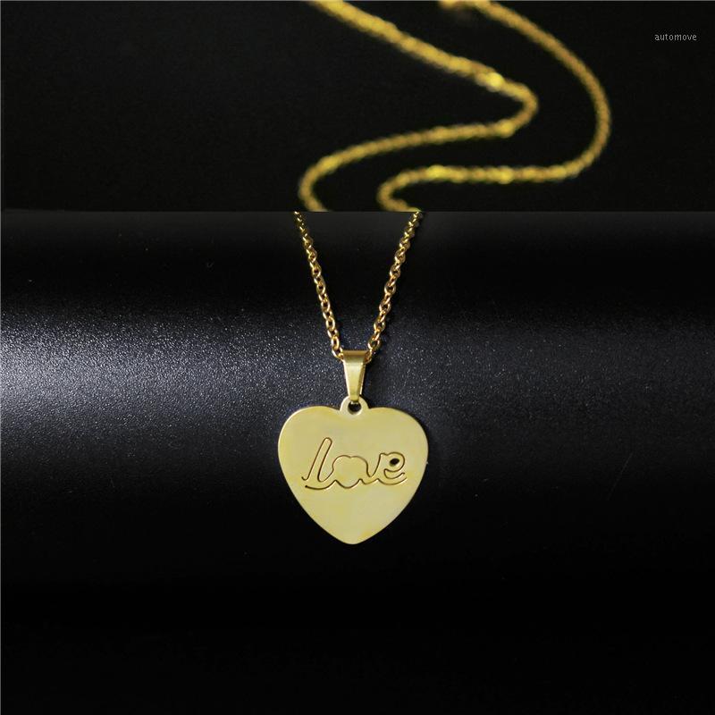 

New Arrivals Love Letter Heart Pendant Necklace for Women Choker Chain Statement Wedding Party Gift Gold Stainless Steel Jewelry1