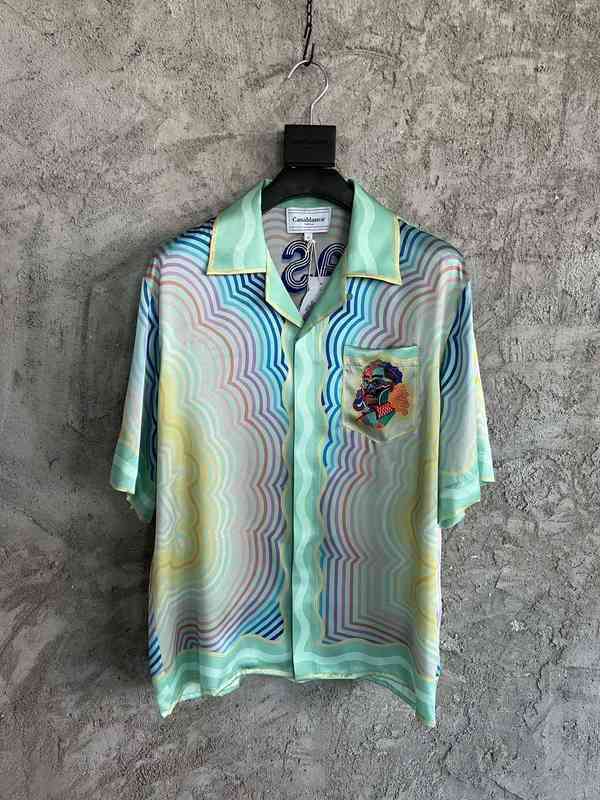 

Casablanca Masao San 2022ss silk shirt print casual mens shirts short sleeves summer tees designer mens beach tops, White