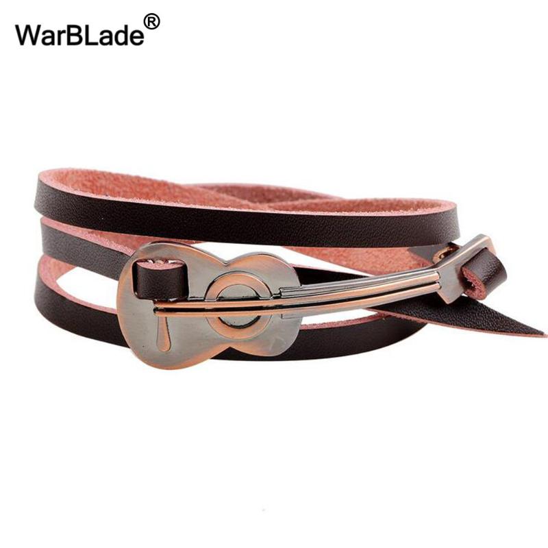 

Charm Bracelets WarBLade 2021 Fashion Jewelry Guitar Bangles Multilayer Genuine Leather Bracelet For Women Friendship Wristband