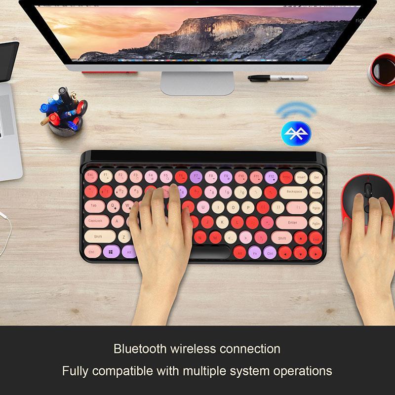 

2.4G Wireless Bluetooth Keyboard Mouse Set Retro Round Keycap 3 Adjustable DPI Mouse For Smart Phone Tablets Lipstick Keyboard1
