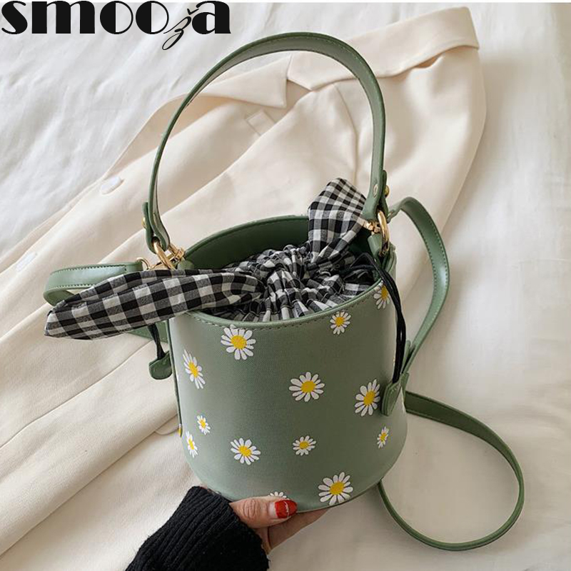 

HBP SMOOZA Women Bucket Bag Female 's Wallet Made Of Leather Bag New 2020 Fashion Bow Handbag Single Shoulder Messenger Chain Bag, Black