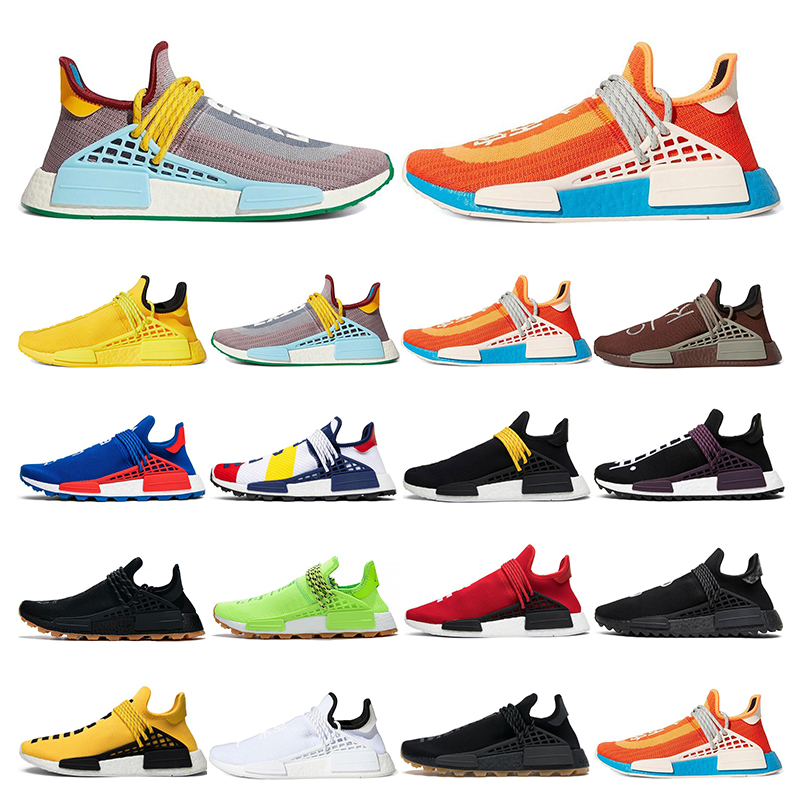 

2021 human race extra eye nmd running shoes pharell williams Bold Orange Bright Yellow Chocolate Legacy Purple mens womens sport sneaker, Homecoming