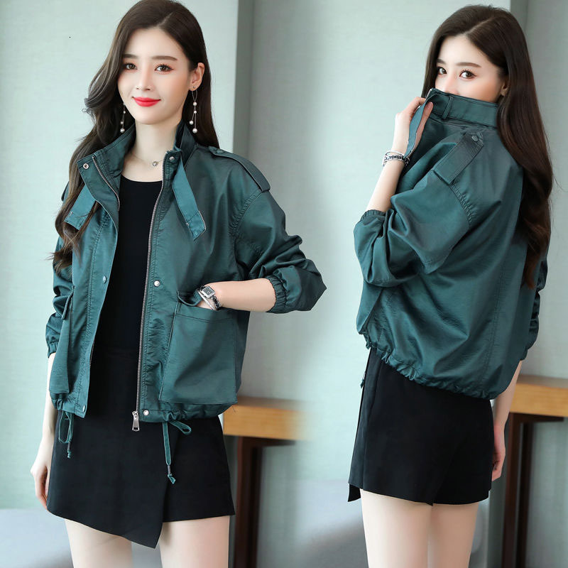 

Female New Casual Spring and Short Outerwear Women's Coat Fashion Footwear Tops R862 1pbs, Green