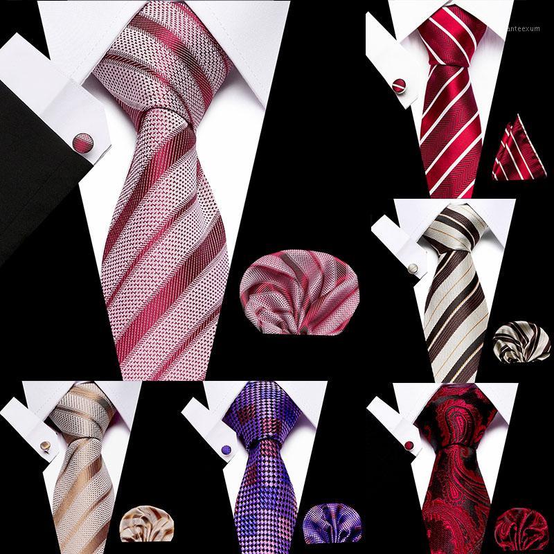 

Wedding Men Ties Set Extra Long Size 145cm*7.5cm Necktie Red Pink Stripe 100% Silk Jacquard Woven Neck Tie Suit Wedding Party1