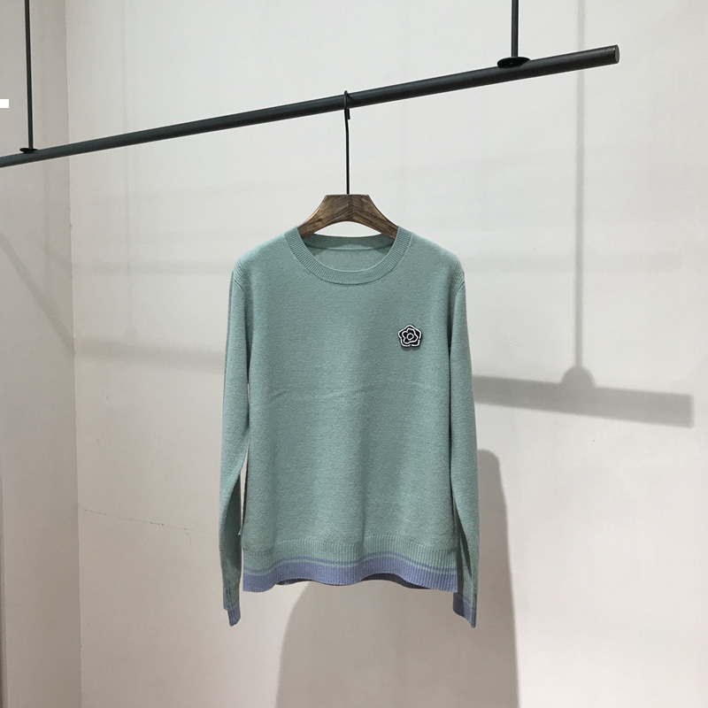 

Flower 2021 New Wool, Roundneck Pullover Sweater Woman Autumn Winter Luxury Designer Women's Clothing Vintage Jersey Bbr1 JJA6, Green