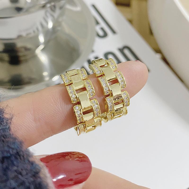 

14K Real Gold Elegant Geometric Stud Earrings for Women Luxury Cubic Zircon Delicate Jewelry Earrings