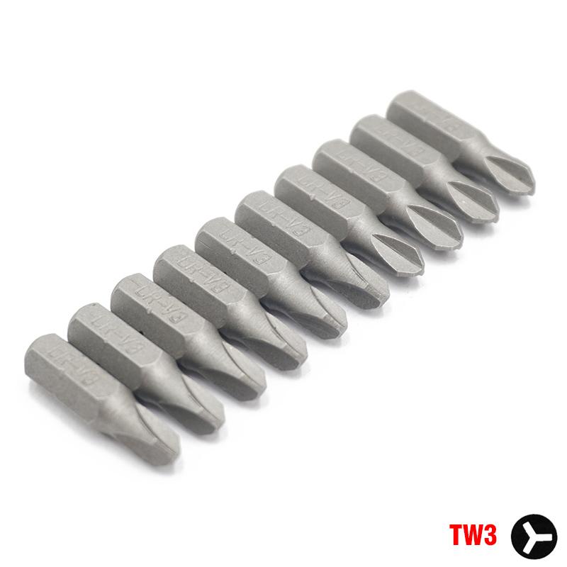 

10pcs 1/4 inch 6.35mm Hex Shank 25mm Length Torq Tri wing Spline Screwdriver Bit Set TW1 TW2 TW3 TW4 M5 M6 Bits