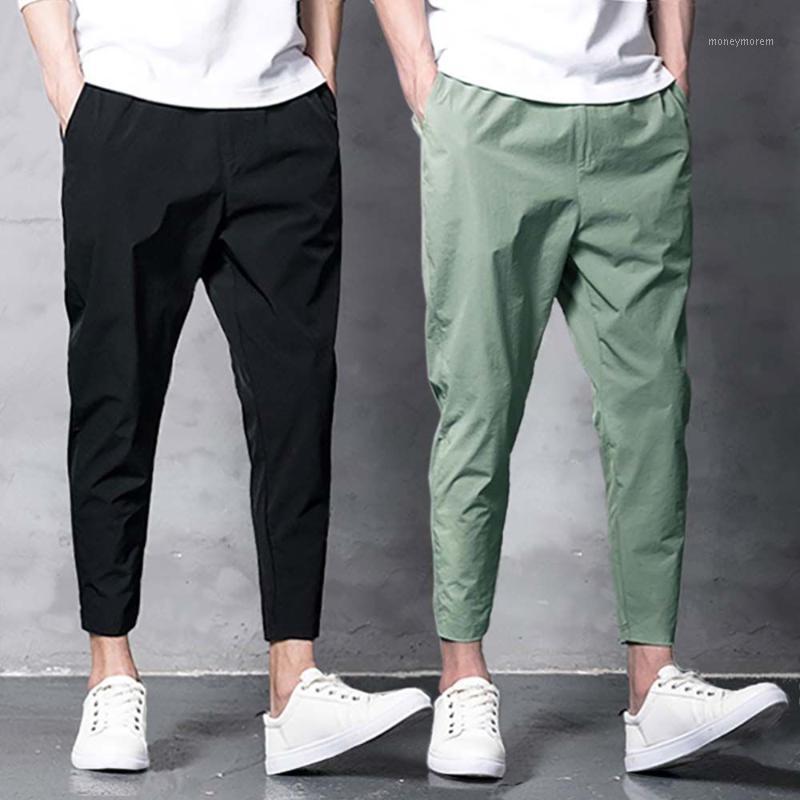

2020 Spring and Summer Men' Harem Pants Ankle Length Stretch Pants Men Capri-Pants Korean Baggy Male Joggers Sweat1, Black1