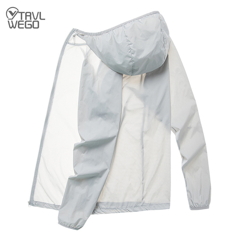 

TRVLWEGO Men Women Hiking Jackets Cycling Windproof Ultra-Light Windbreaker Top Running Coat Reflective Zipper At Night UVProof, Black