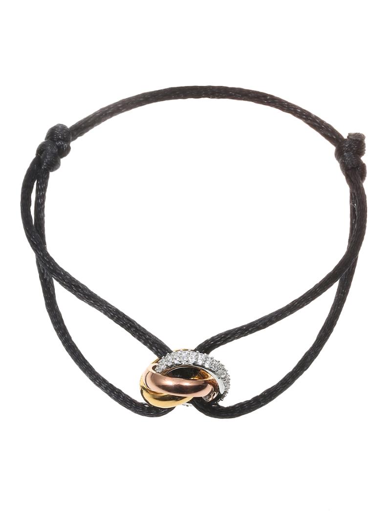 

Simple Fashion Unisex Hot Zircon Stone CZ Rope Bracelet 3 Metal Buckle Ribbon Lace up Chain Multicolor Adjustable Rope Bracelet