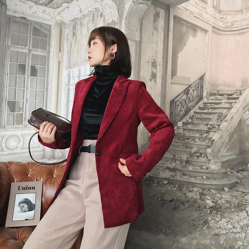

Corduroy suit jacket Women' autumn winter new slim Women' casual suit women blazers and jackets Corduroy long blazer feminino1